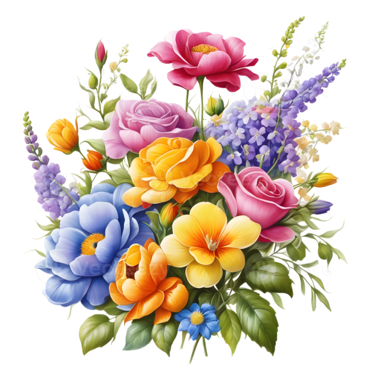 a bouquet of flowers on a white background