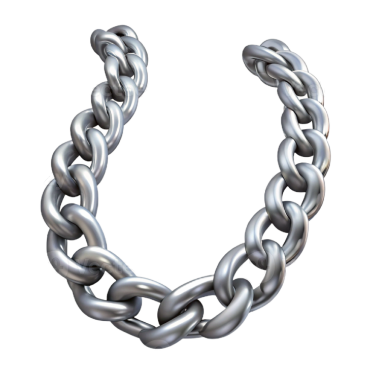 a silver chain on a white background