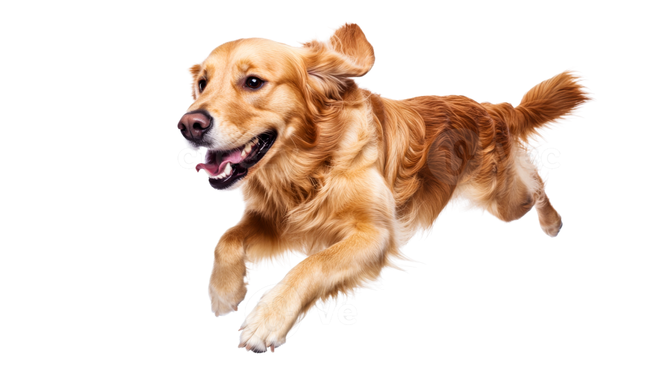 a brown dog is running on a white background