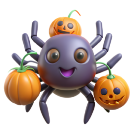 a spider with pumpkins on it's back