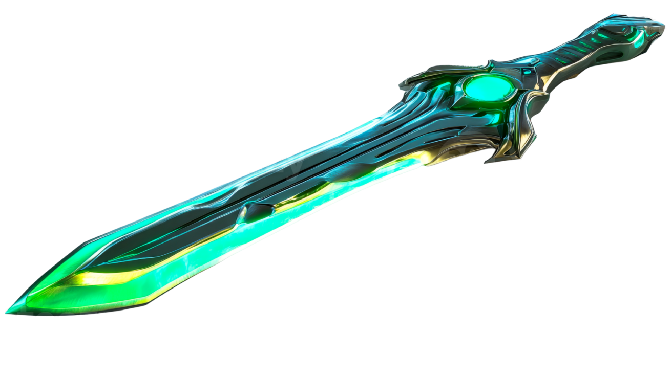 an image of a green and black sword