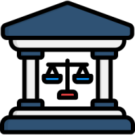 a blue and white temple with two faces on it