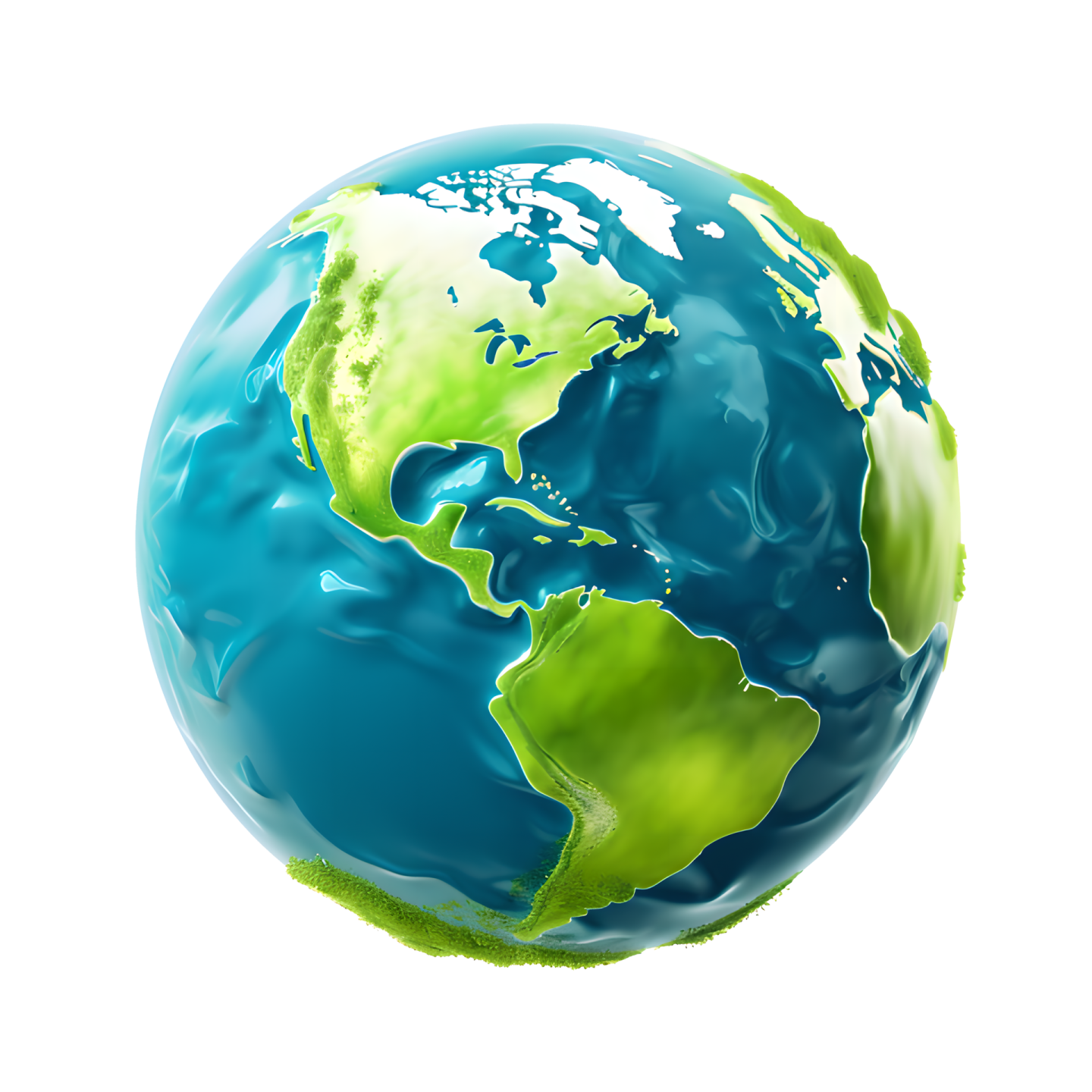 a blue and green globe on white background
