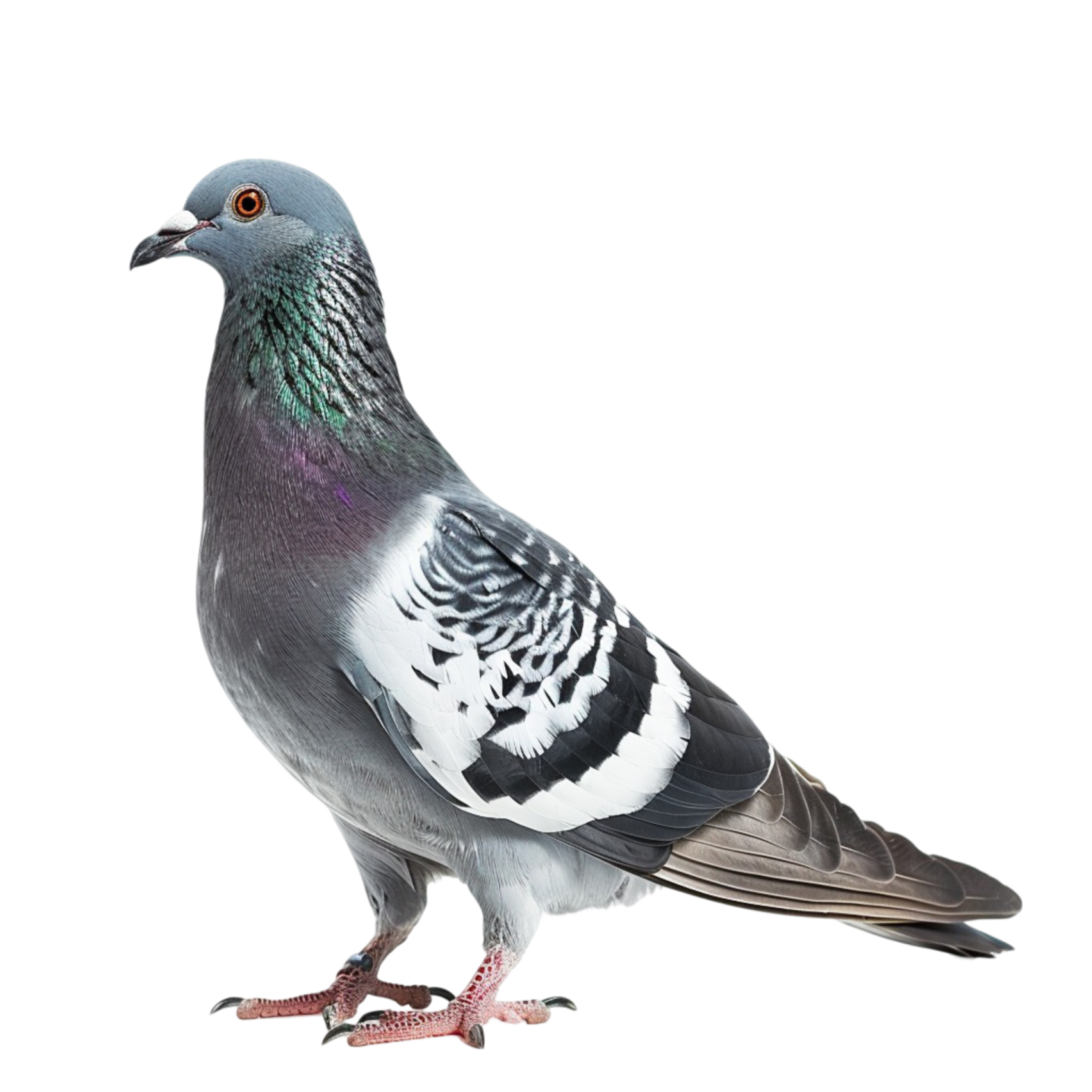a pigeon on a white background