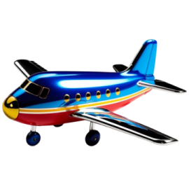 a small blue and red airplane on a white background