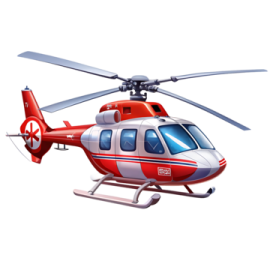 a red and white helicopter on a white background