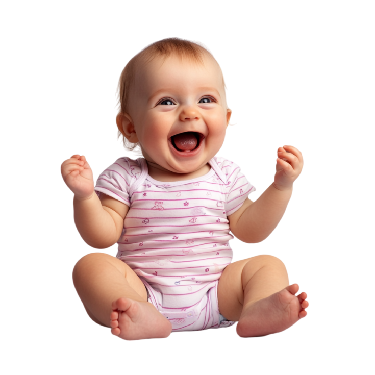 a baby sitting on the floor with her mouth open