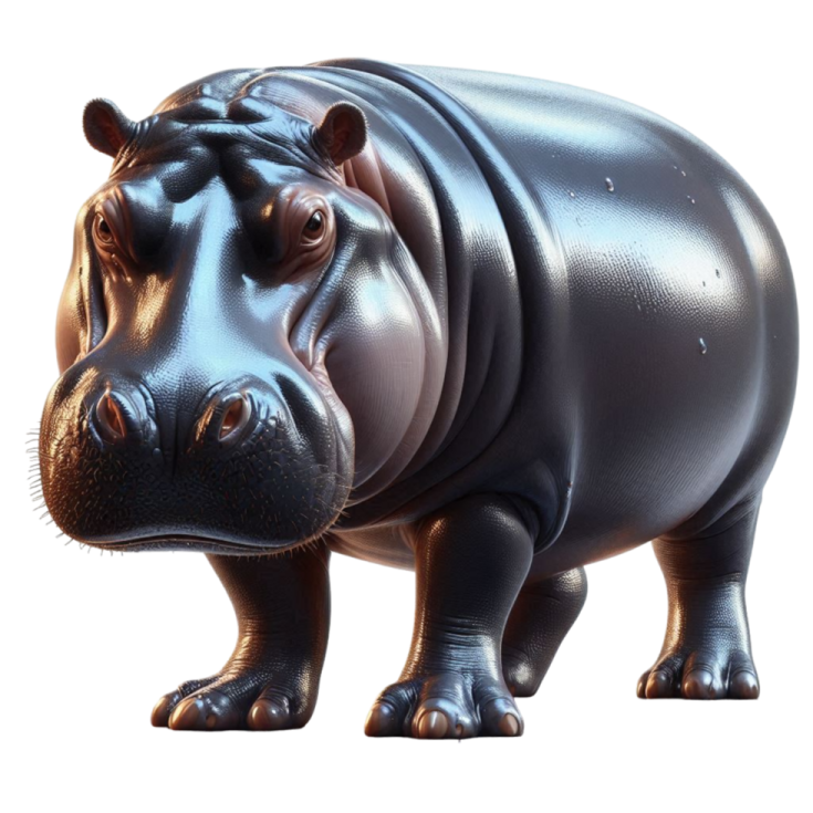 a hippo is standing in front of a white background
