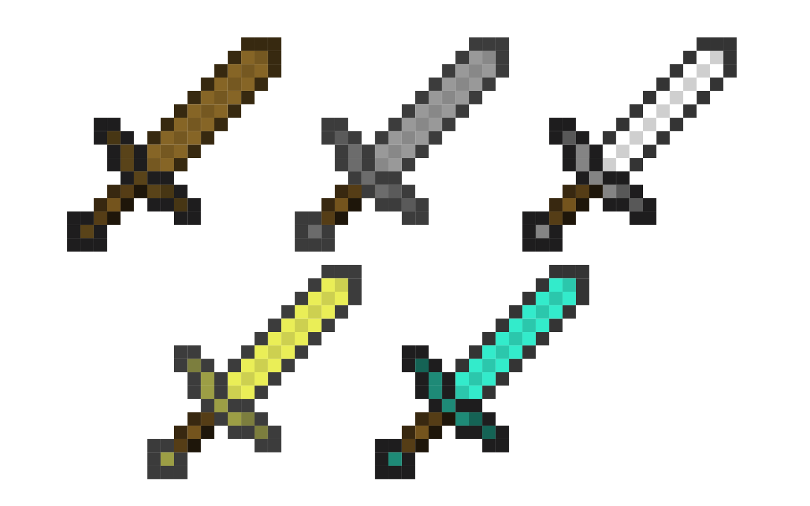 an image of two swords in pixel style