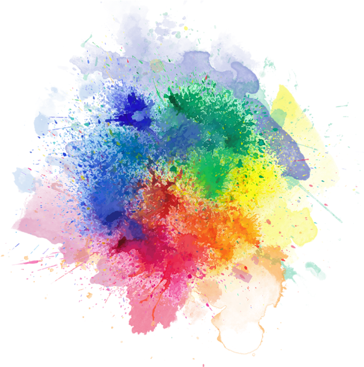 colorful watercolor splashs on white background