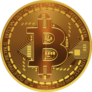 a golden bit coin on a white background