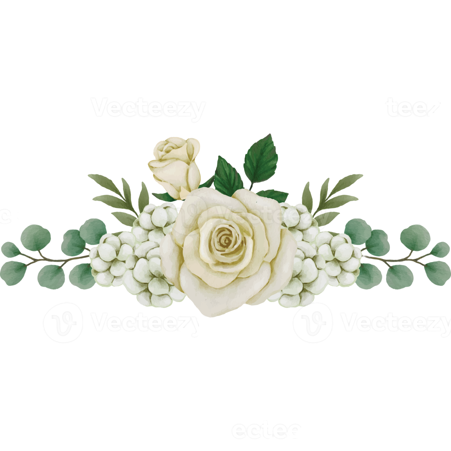 a white rose with green leaves and berries