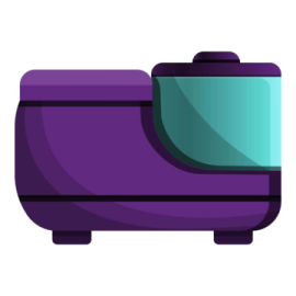 a purple couch with a green pillow on top