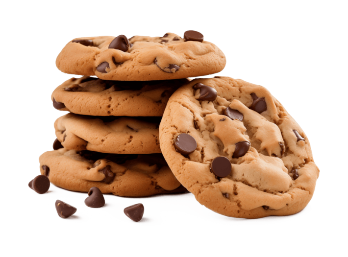 a pile of chocolate chip cookies