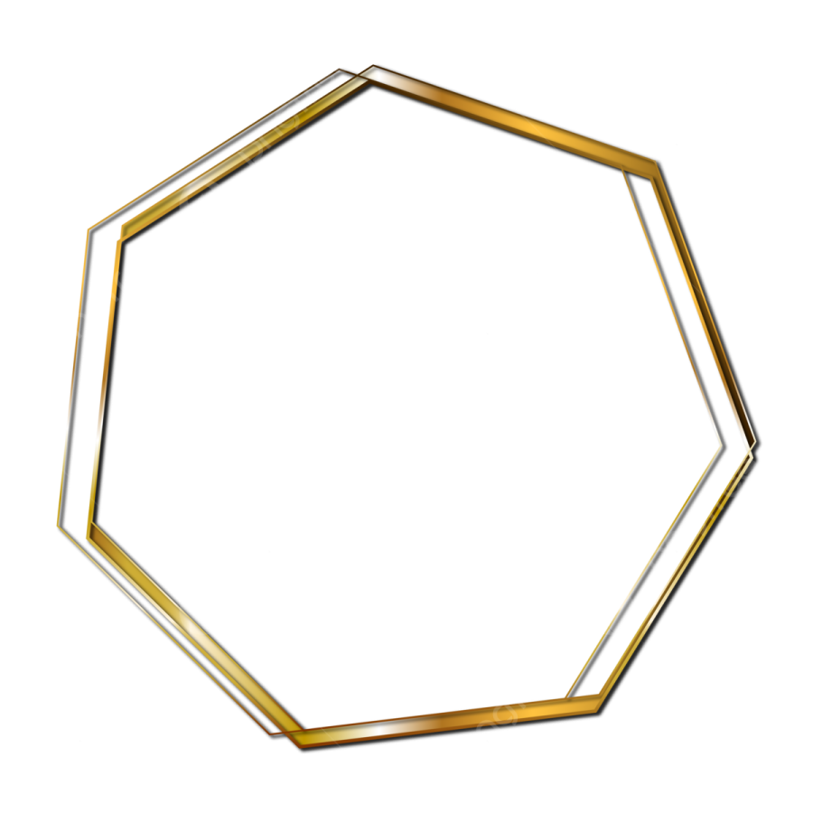 a gold hexagon with a white background