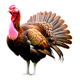 a turkey standing on top of a white surface