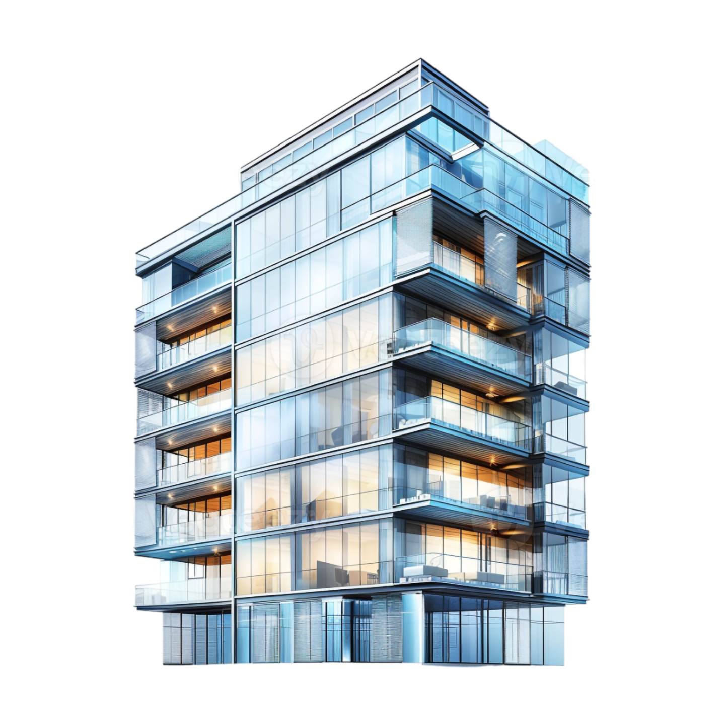 an architectural rendering of a modern apartment building