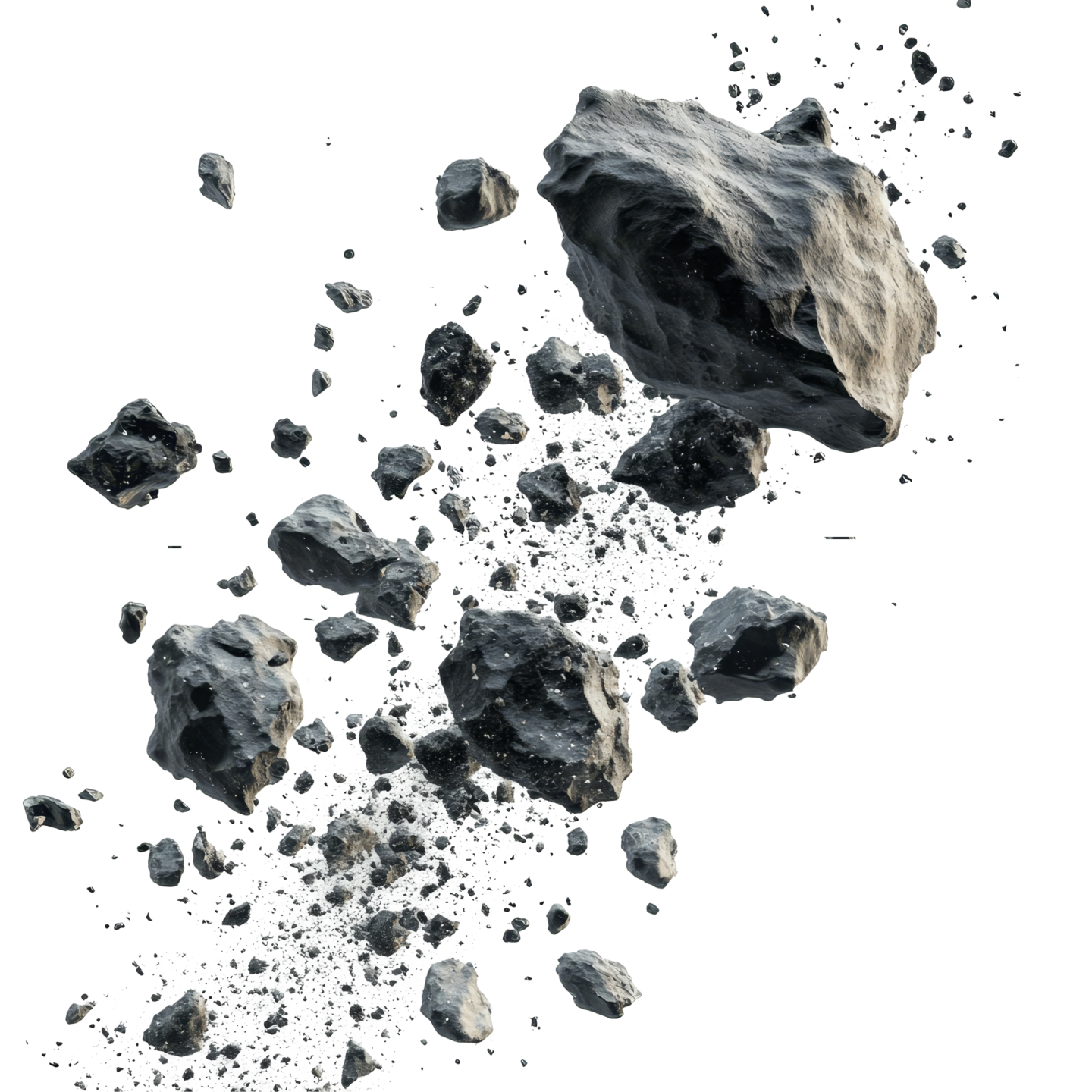 a pile of rocks on a white background