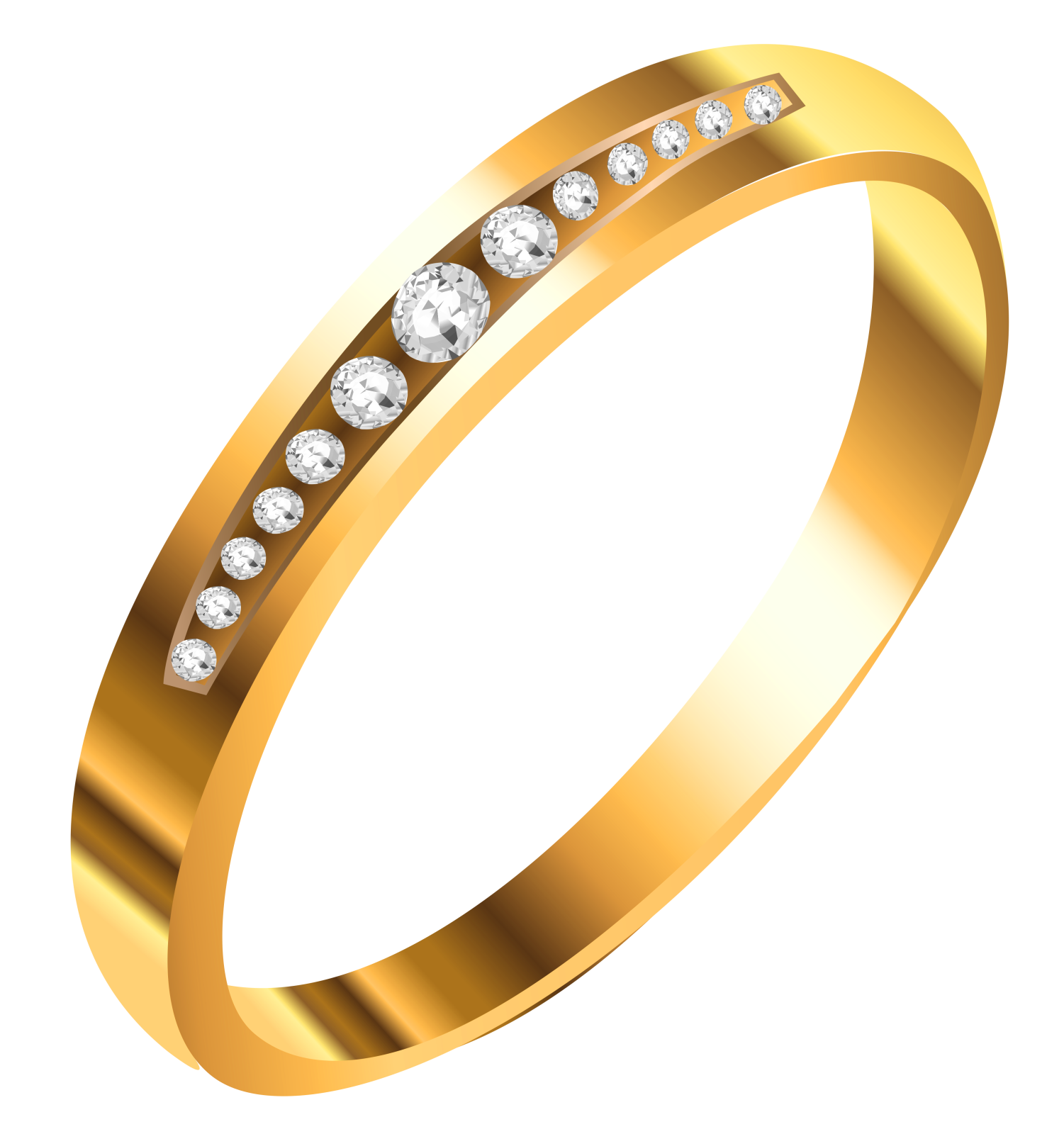 a gold wedding ring with diamonds