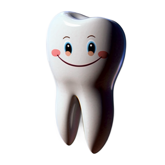a tooth with a smile on it