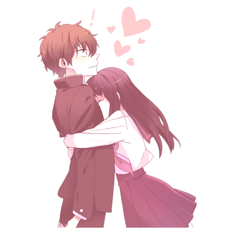 a couple hugging in front of a white background