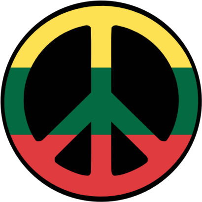 a peace sign with the colors of reggae flag
