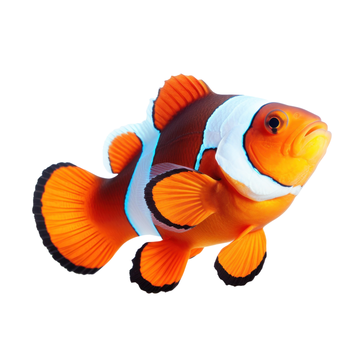 an orange clown fish with black and white stripes