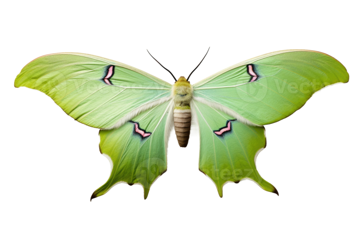 a green butterfly on a white background