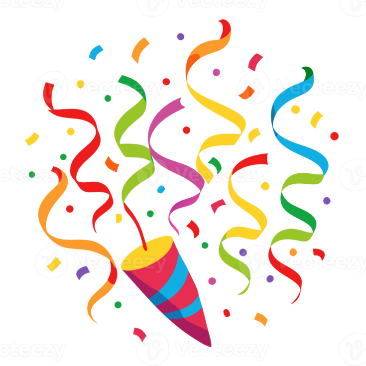 a colorful party hat with streamers and cons