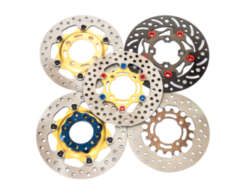 a group of brake discs