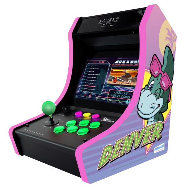 an image of a pink arcade machine