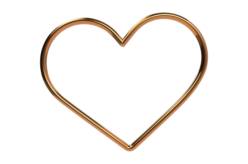 a gold heart on a white background