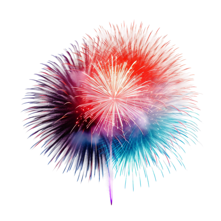 a colorful fireworks on a white background
