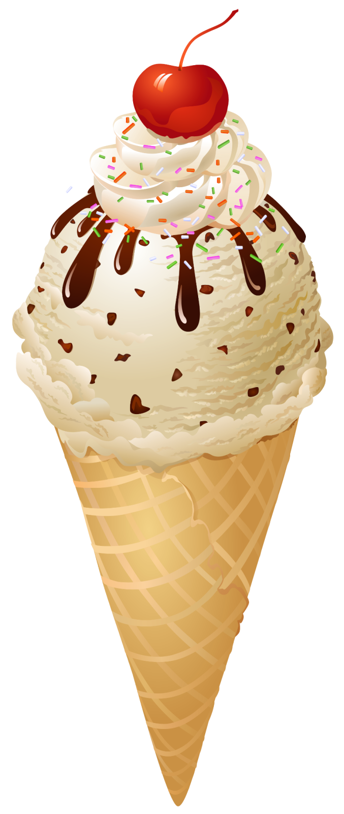 an ice cream cone with a cherry on top