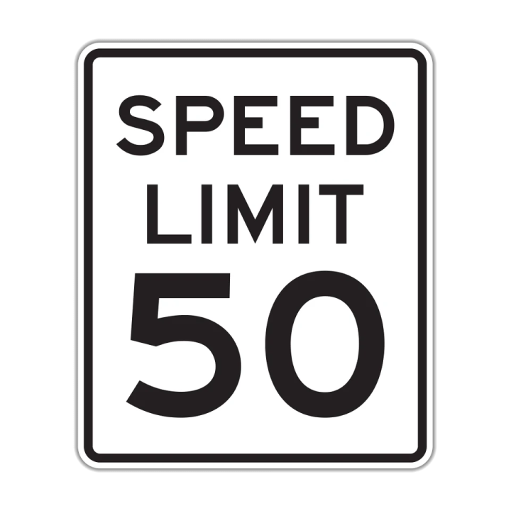 a speed limit sign with the number 50