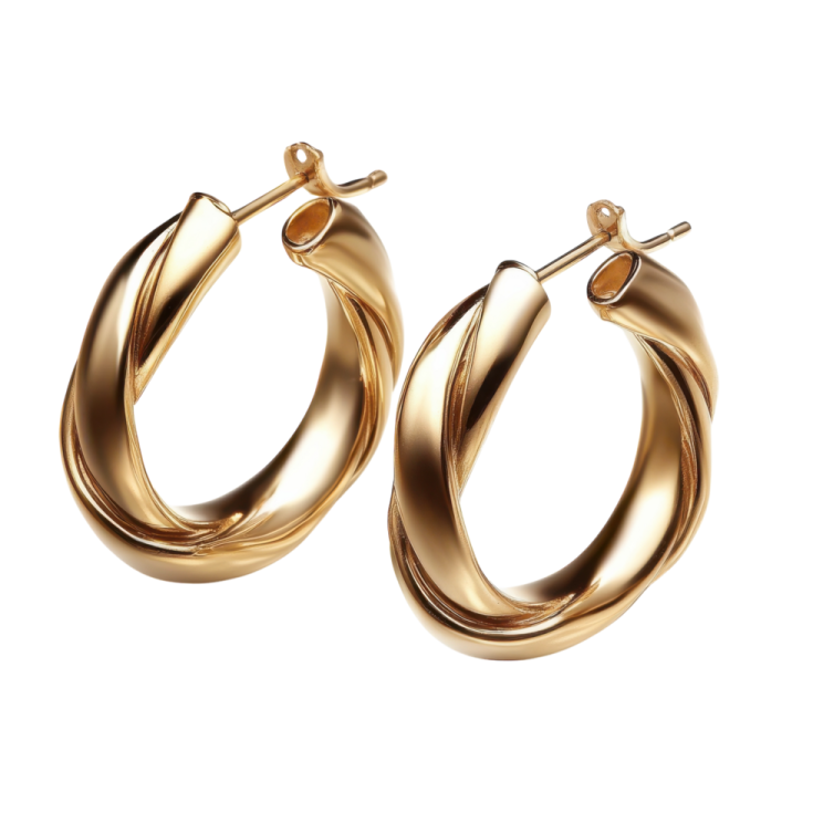 a pair of gold hoop earrings