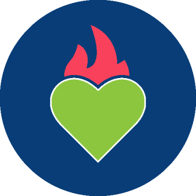 a heart with a fire in it