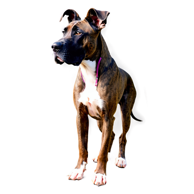 a brown and white dog with a pink collar