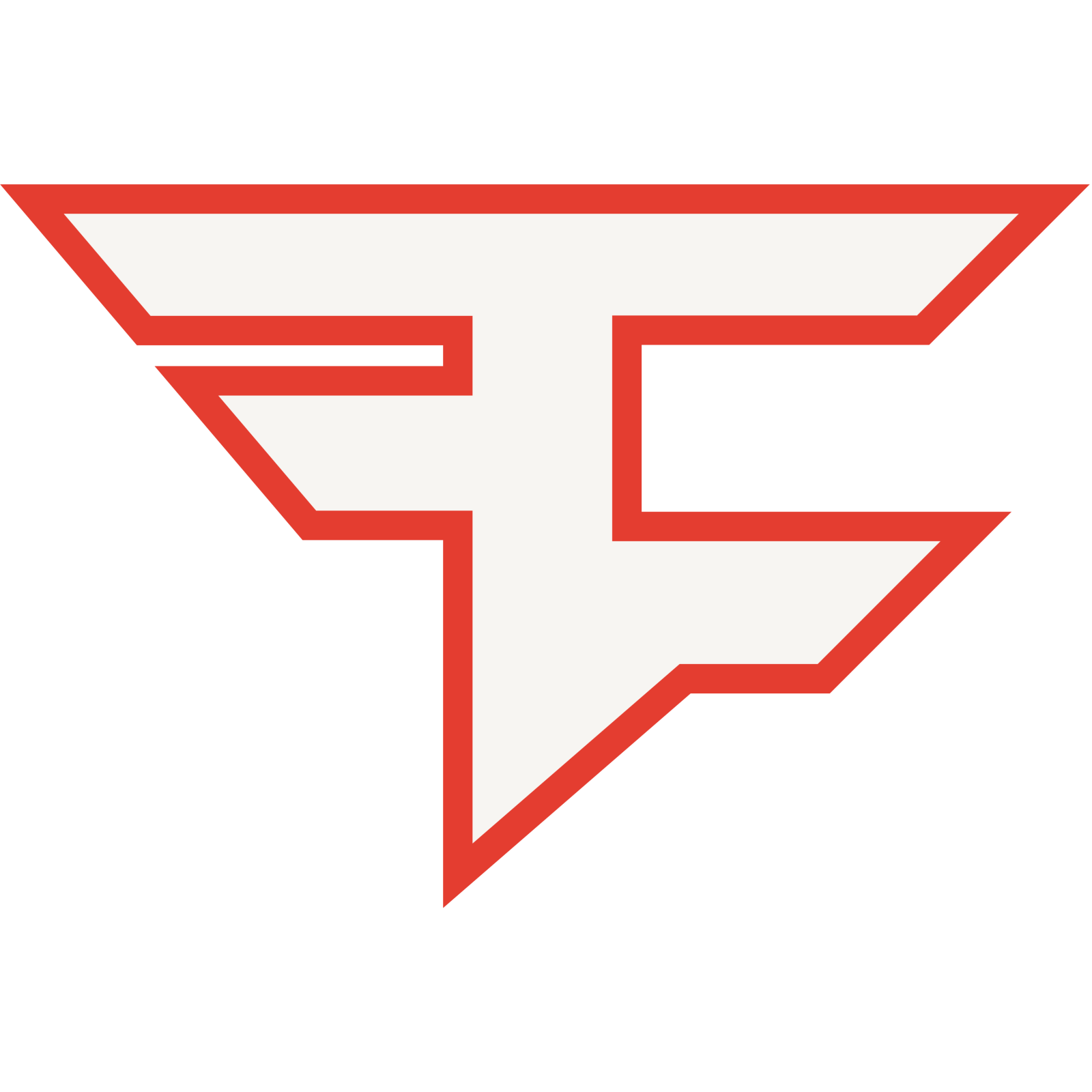 a red and white logo with the letter f