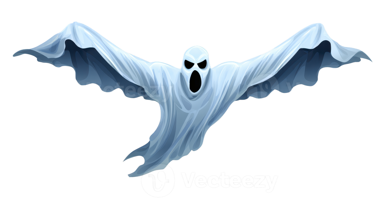 a white ghost flying through the air