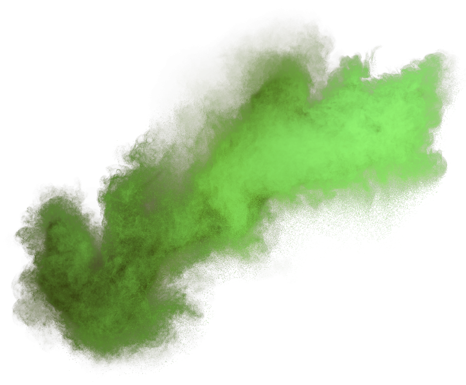 green powder explosion on white background