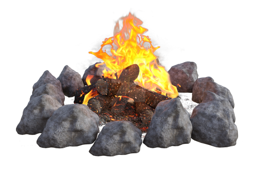 an image of a fire with rocks on it