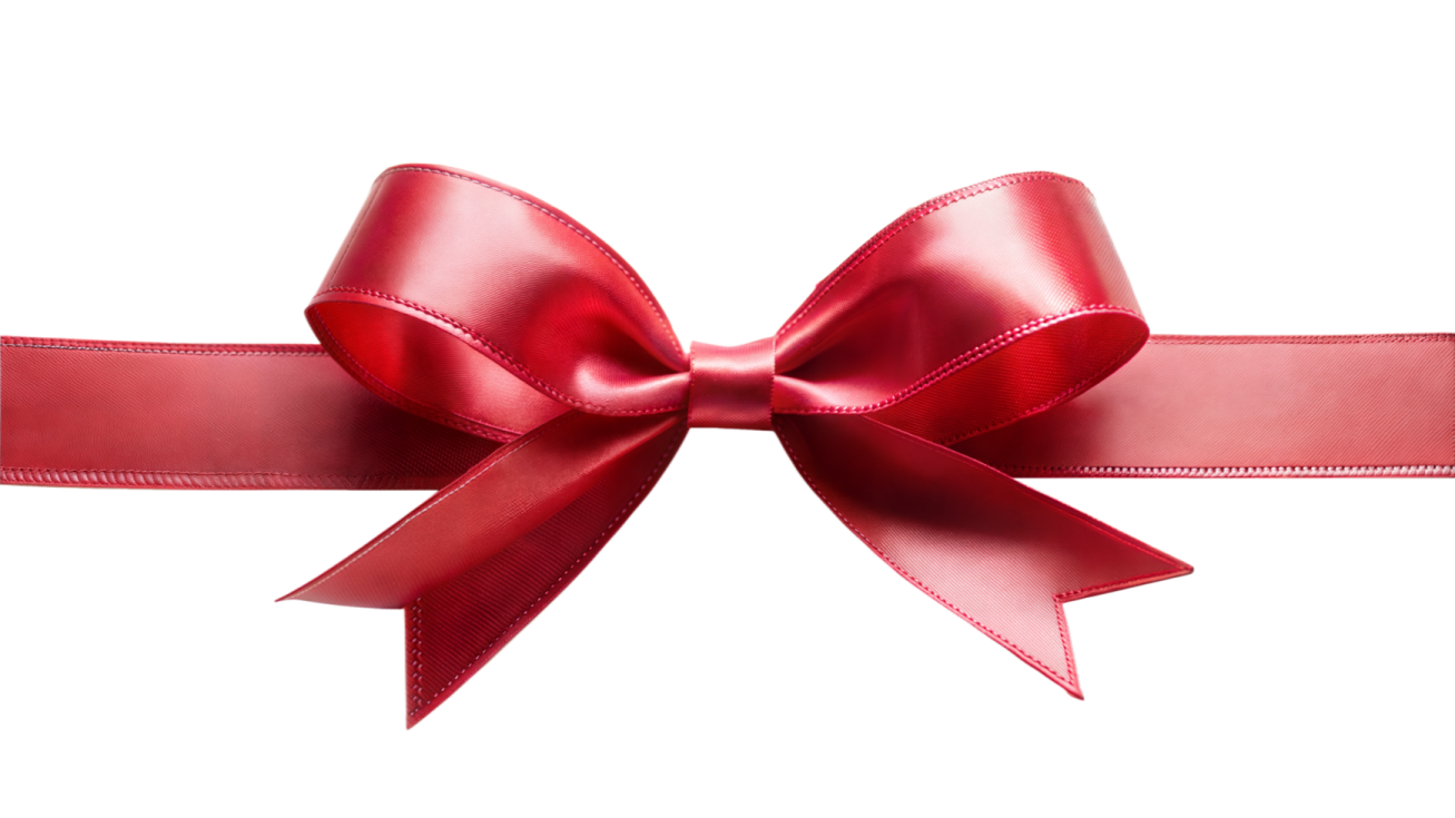 a red ribbon on a white background