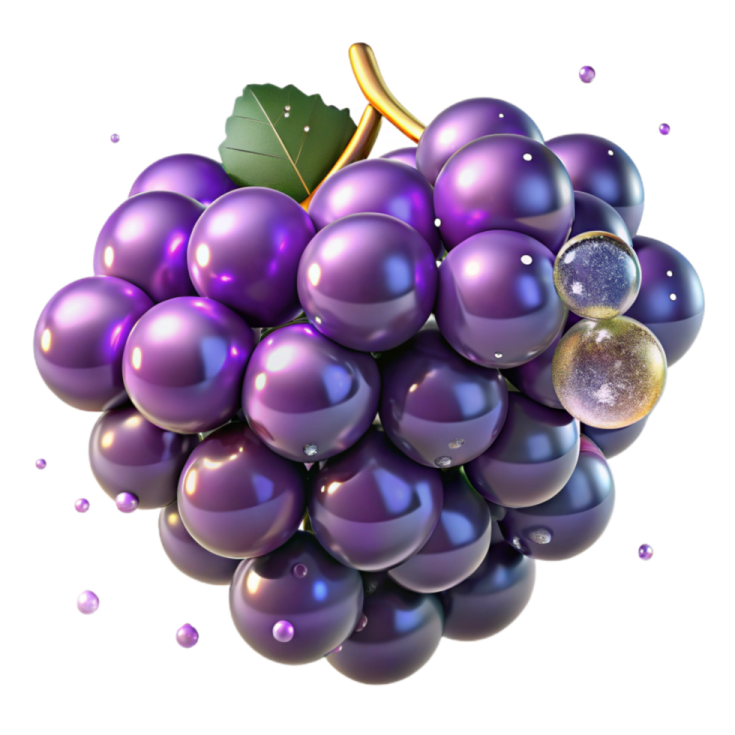 a bunch of grapes on a white background