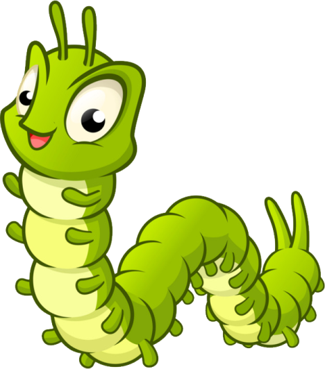 a green worm with big eyes and long legs