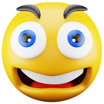 a yellow smiley face with blue eyes