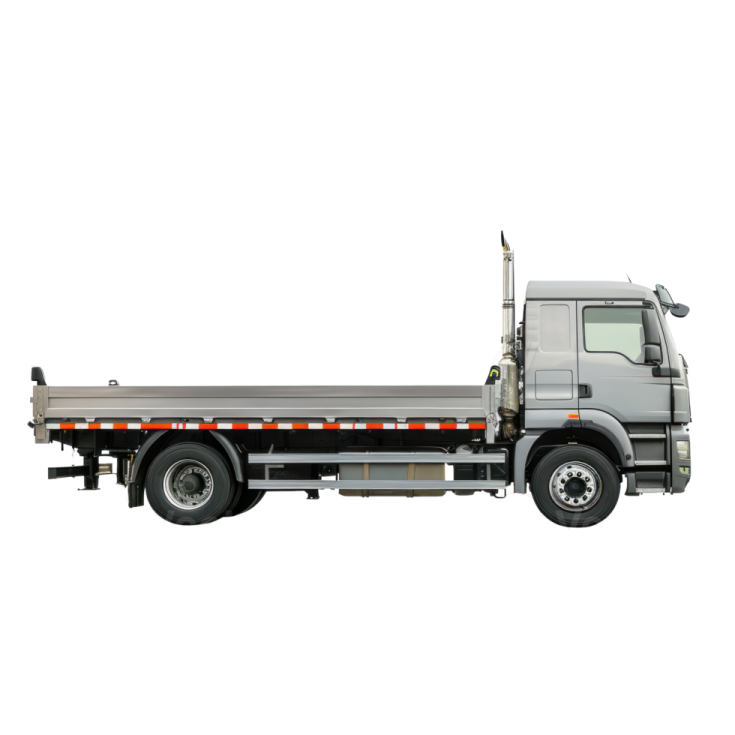 a flat bed truck on a white background