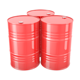 three red barrels on a white background
