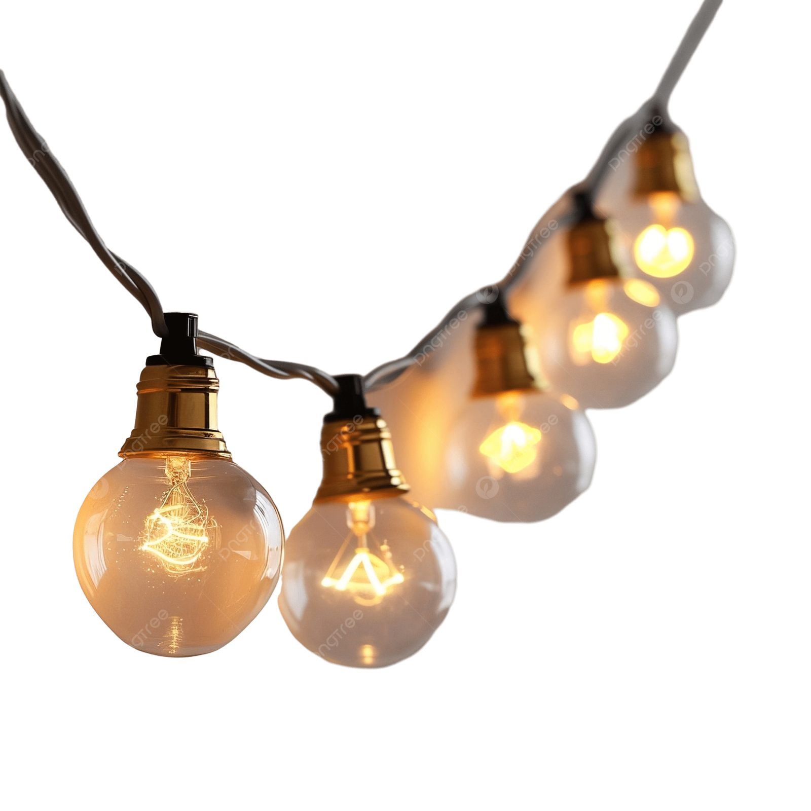 a string of light bulbs on a white background