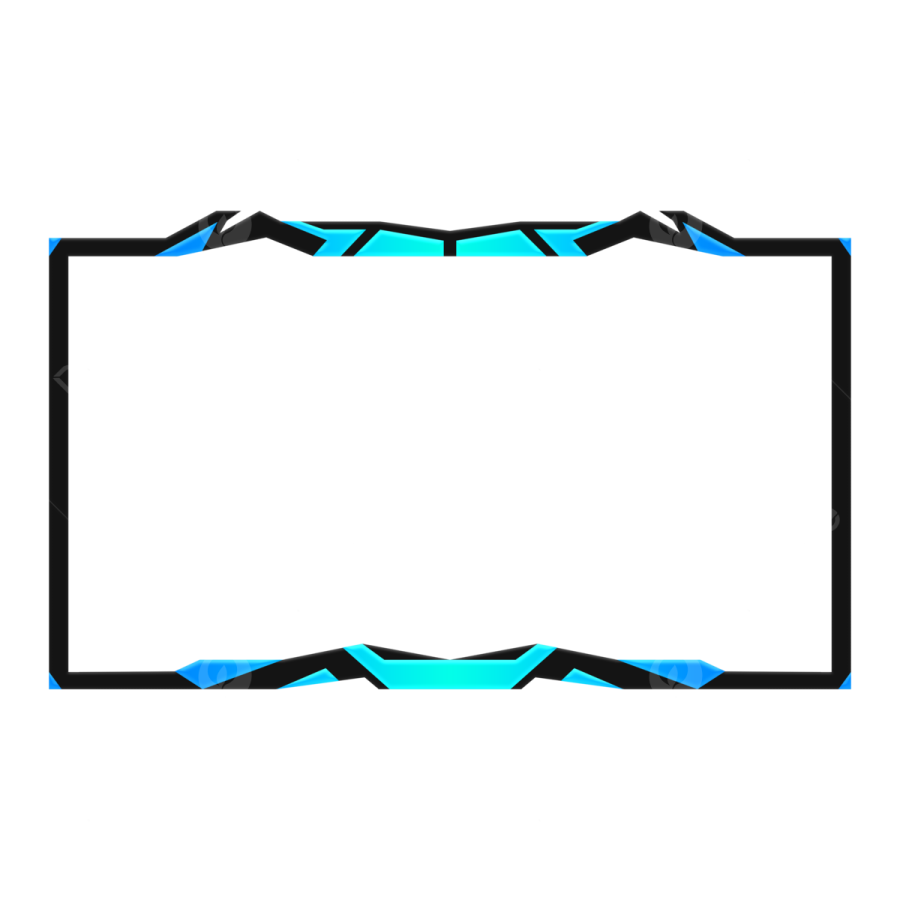 a black and blue frame with a white background